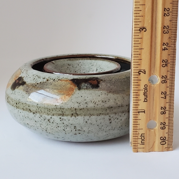 Signed Studio Pottery Stoneware Vase Candle Holder - Picture 5 of 7